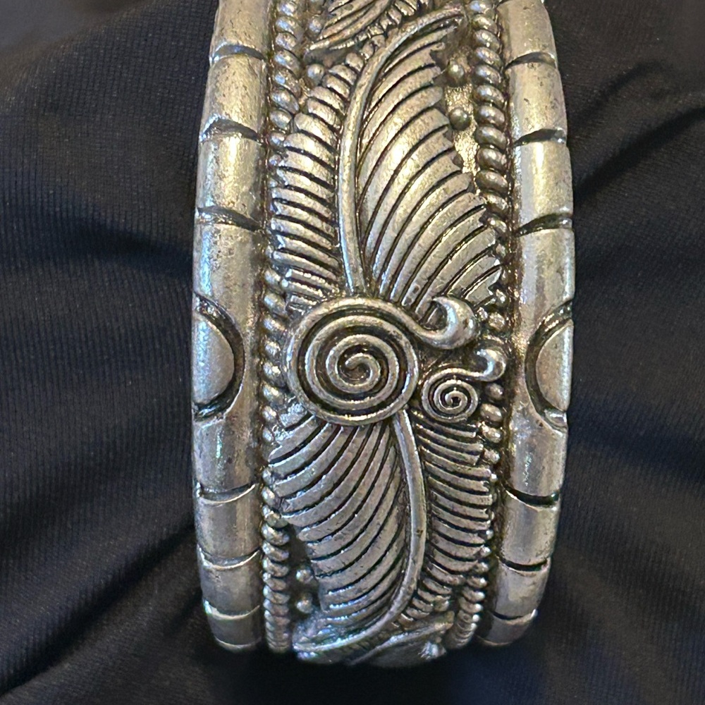 Silver Ornate Bangle Bracelet - Picture 2 of 5